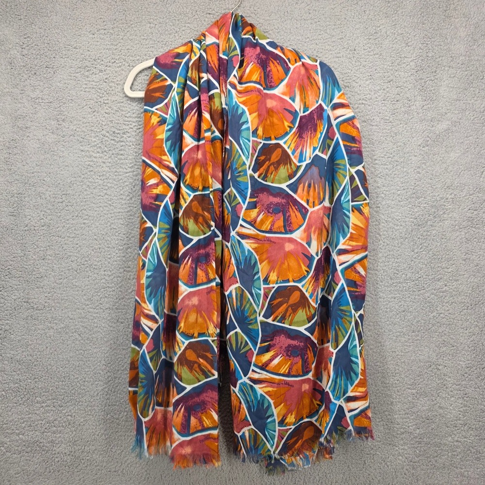 Zoologist by Charlotte Linton Abstract Print Fringed Scarf Multicolor Wrap 78x35